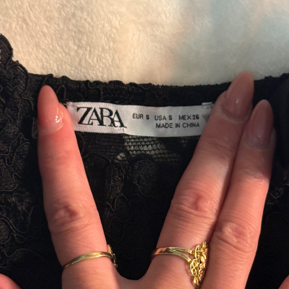 Zara Black Lace Crop Top Small NWOT - Picture 3 of 4